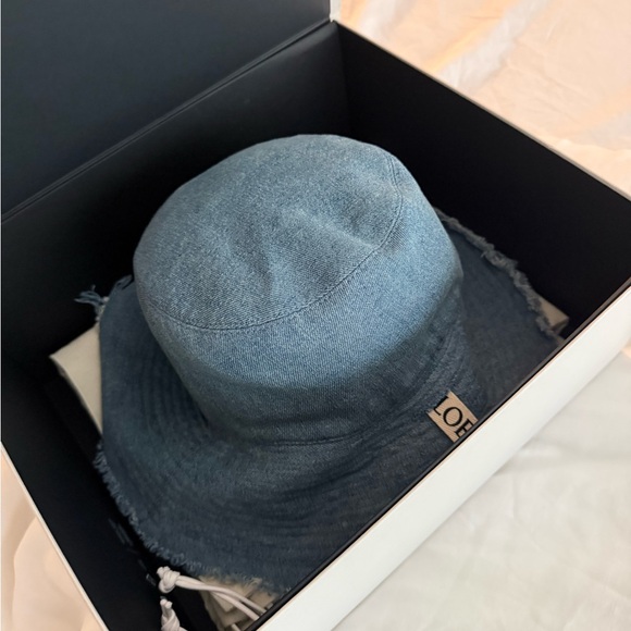 Loewe Frayed Denim Hat with Logo Straps main image 3